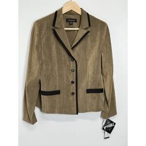 Perceptions Petite 10P Blazer NWT Brown Black Trim Career Jacket Suit Separate